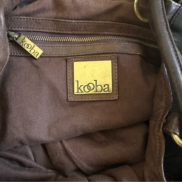 Kooba Black Leather Hobo Slouch Bag GUC Brass Rings Drawstring BIG! - Picture 14 of 15